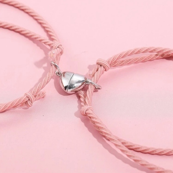 2 pcs Couple Magnetic Heart Charm Bracelet Set Adjustable - Picture 5 of 7
